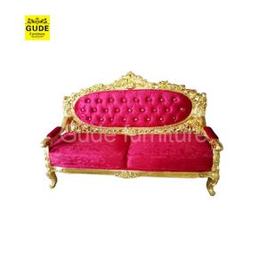 مصنع الجملة عالية الظهر أحمر الذهب الجلود الملكة الملك العرش مجموعة لحفلات الزفاف فيلا رخيصة الأثاث أريكة - Product Image 3