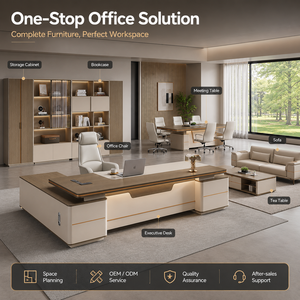 Bureau de direction moderne minimaliste haut de gamme en bois en forme de L avec armoire latérale pour bureau de président - Product Image 4