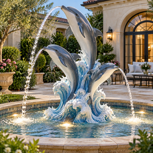 Statua di <span class=keywords><strong>Delfino</strong></span> in Resina di Fibra di Vetro Personalizzata, Scultura Artigianale a Grandezza Naturale, Fontana con Statua di <span class=keywords><strong>Delfino</strong></span> in Fibra di Vetro in Vendita - Product Image 2