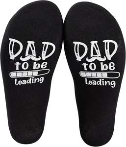 Chaussettes amusantes personnalisées avec logo imprimé, antidérapantes, meilleur cadeau pour papa, chaussettes mi-mollet noires, coussin, chaussettes pour hommes - Product Image 1