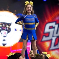 Uniformes Personalizados de Animadoras para Niños, para Competiciones Escolares de Baloncesto, en Spandex/Poliéster con Impresión Digital