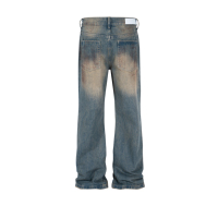 Fabricant de jeans en denim sur mesure, jeans baggy pour hommes, bleu rétro, lavé, brossé, 100% coton, effet usé