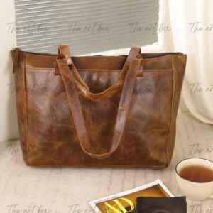 Bolsos Tote de Cuero 100% Genuino de Calidad de Exportación y Bolsos Elegantes para Mujer, Gran Capacidad, Diseño Abierto, Cierre de Cremallera Metálica - Product Image 5