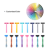 Rasoir jetable pour femme en plastique coloré de bonne qualité, 2 lames, pour usage corporel