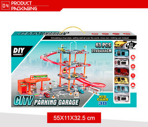 热卖63件DIY组装加油站赛车跑道玩具汽车停车场游戏套装 - Product Image 5