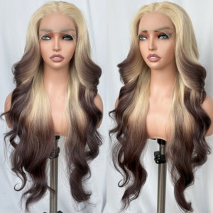 Pelucas de Fibra Sintética de Alta Temperatura con Encaje Frontal sin Pegamento, Ondas Naturales en Capas, Color Rosa Azulado, Tinte Oscuro para Mujer - Product Image 3