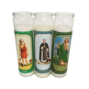 White VELA SAN MIGUEL ARCANGEL Religious Candles In Different Sizes Customize Color Map in Bulk