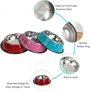 Mangkuk piring makanan kucing baja tahan karat antiselip, piring air anjing dapat ditumpuk untuk makan anjing - Product Image 3