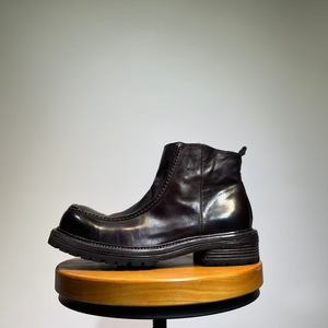 Bottes Chelsea pour hommes, mode britannique rétro, en cuir véritable, semelles épaisses, polyvalentes, tendance, chaussures de sécurité automne-hiver, bottes en cuir de veau - Product Image 4