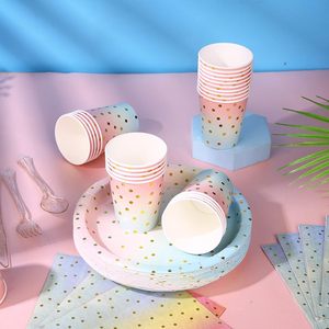 Colorful Dots Design Child's Birthday Party <b>Disposable</b> Paper Plates & Cups Set - Product Image 5