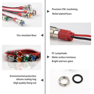 6mm Flat Head IP65 Waterproof Plastic LED Indicator <b>Light</b> <b>12V</b> 24V Yellow General-Purpose Status Indicator - Product Image 3