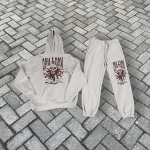 Conjunto de chándal holgado y pantalones de chándal con capucha y cremallera pesada recortada Lisa holgada para hombre de 100% algodón estampado con logotipo personalizado - Product Image 2