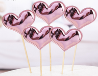 50PCS Shiny Gold Silber Fünf-Punkt-Stern und Herz Cake Topper Set Elegante Kronen dekorationen für Geburtstag Hochzeits feier Dessert
