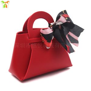 Saco De Doces De Casamento De Couro PU Com Lenço Fita Favor Partido Pequeno Bolsa Doces Gift Pocket Factory Atacado Aceitar Personalizado - Product Image 5