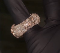 Bague cubaine tendance plaquée or rose, entièrement sertie de moissanite VVS, style hip-hop pour homme