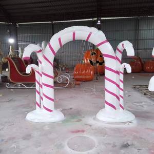 Riesige Weihnachtsdekoration Fiberglas-Weihnachtsmann-Schlitten Lebensgroße 1,8m Nussknacker-Statue Große Lutscher-Ornamente für Einkaufszentren - Product Image 2