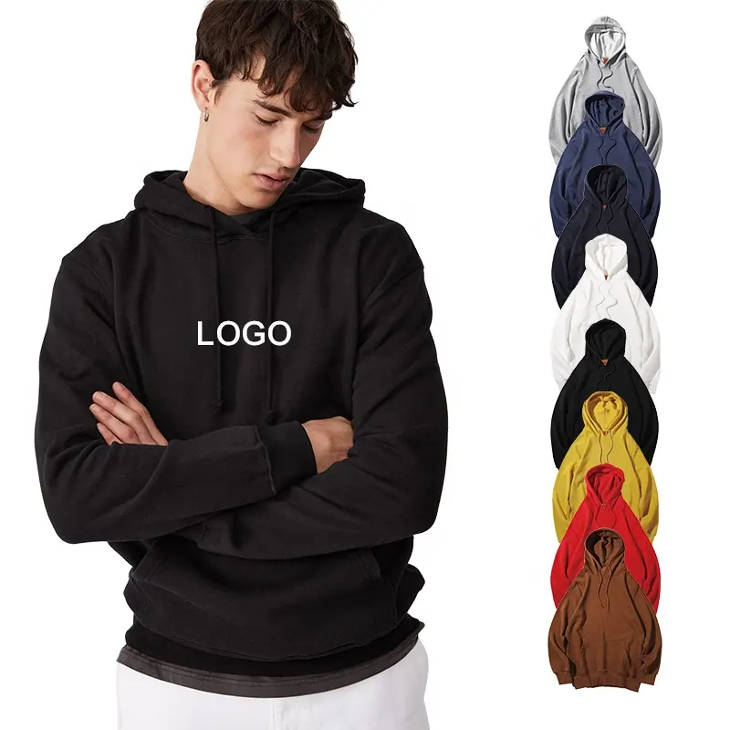 Wholesale 100% Cotton 400グラムUnisex Men Pullover Embroidery Logo Printed Oversize Mens Hoodies