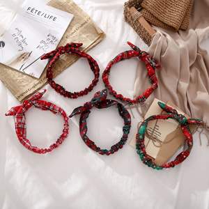 Diadema Navideña para Mujer, de Algodón con Lazo, Elástica, Accesorio para el Cabello, Estilo Europeo Americano - Product Image 4