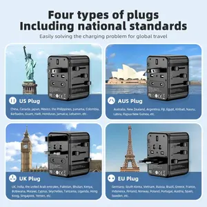 Worldplug 범용 변환기 플러그 어댑터 Type-C 및 USB가있는 세계 여행 전원 어댑터 충전기