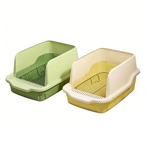 Toilette pour chien moderne à trois côtés avec protection anti-éclaboussures, bac à litière pour l'apprentissage de la propreté des chiots avec <span class=keywords><strong>grille</strong></span> en acier inoxydable, convient aux animaux de petite et moyenne taille - Product Image 4