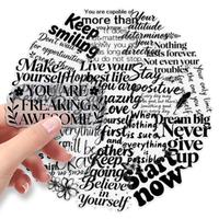 50 autocollants découpés imperméables, simples et originaux, en noir et blanc, avec des mots inspirants en anglais pour carnets et murs