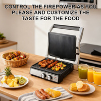 Grill électrique multifonctionnel 220-240V à double chauffage pour steaks, sandwichs, burgers, saucisses, toasts et brochettes BBQ