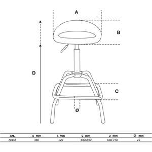 BGS Tabouret d'atelier réglable en hauteur 630 - 770 mm - Product Image 2