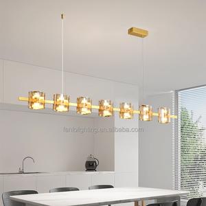 <span class=keywords><strong>Suspension</strong></span> de Salon de Luxe Italien Nouveau Postmoderne Bar Designer Tout <span class=keywords><strong>Cuivre</strong></span> Fumée Gris Or Lustre en Verre Long - Product Image 1