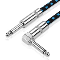 Câble pour Instrument de musique électronique, en alliage de Zinc, Jack TS pour guitare, basse, 6.35MM, mâle droit à 6.35mm, 90 degrés