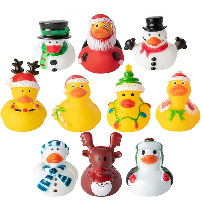 Custom Factory Christmas Rubber Duckies Toys PVC Rubber Bath Duck For Holiday Party Yellow Duck