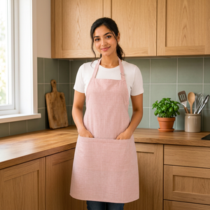 Delantal de Algodón Premium |   Delantal de algodón rosa rubor con bolsillo frontal grande |   Delantal de Cocina Ajustable para Cocinar y Hornear - Product Image 3