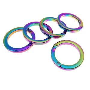 Factory Supply Rainbow 1 Inch Inner Metal Flat Spring Gate O Ring Clasps Metal O Rings