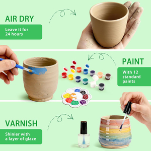 Ruota di ceramica dinosauro per bambini completa pittura ceramica Kit di arti e mestieri giocattoli Air Dry argilla arte ceramica macchina ruota - Product Image 3