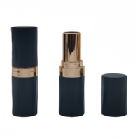 Tube de rouge à lèvres classique Yuecai, vide, noir mat avec bande or rose, col électroplaqué, contenant cosmétique pour baume à lèvres, vente en gros