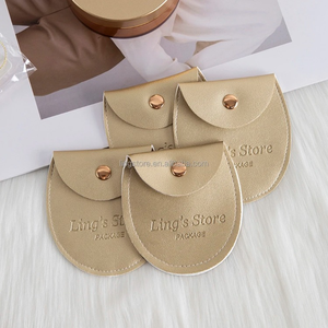 Magnifique boîte à bijoux en cuir PU doré, mini pochette unique pour accessoires avec bouton-pression, idéale pour emballer des bijoux en cadeau - Product Image 2