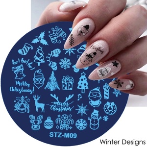 Nueva Placa de Estampado de Uñas con Diseño de Copos de Nieve Navideños, Placa Redonda de Acero Inoxidable para Estampado de Uñas - Product Image 2