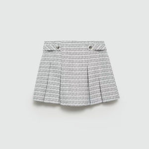 Mini-jupe en tweed de luxe avec boutons, taille naturelle, imprimé géométrique - Jupe d'été décontractée pour femme - Product Image 6