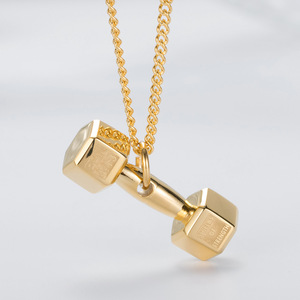 Dumbbell Necklace <b>Titanium</b> Steel Unisex Fitness Pendant For Daily Wear Stylish Commute Jewelry - Product Image 3