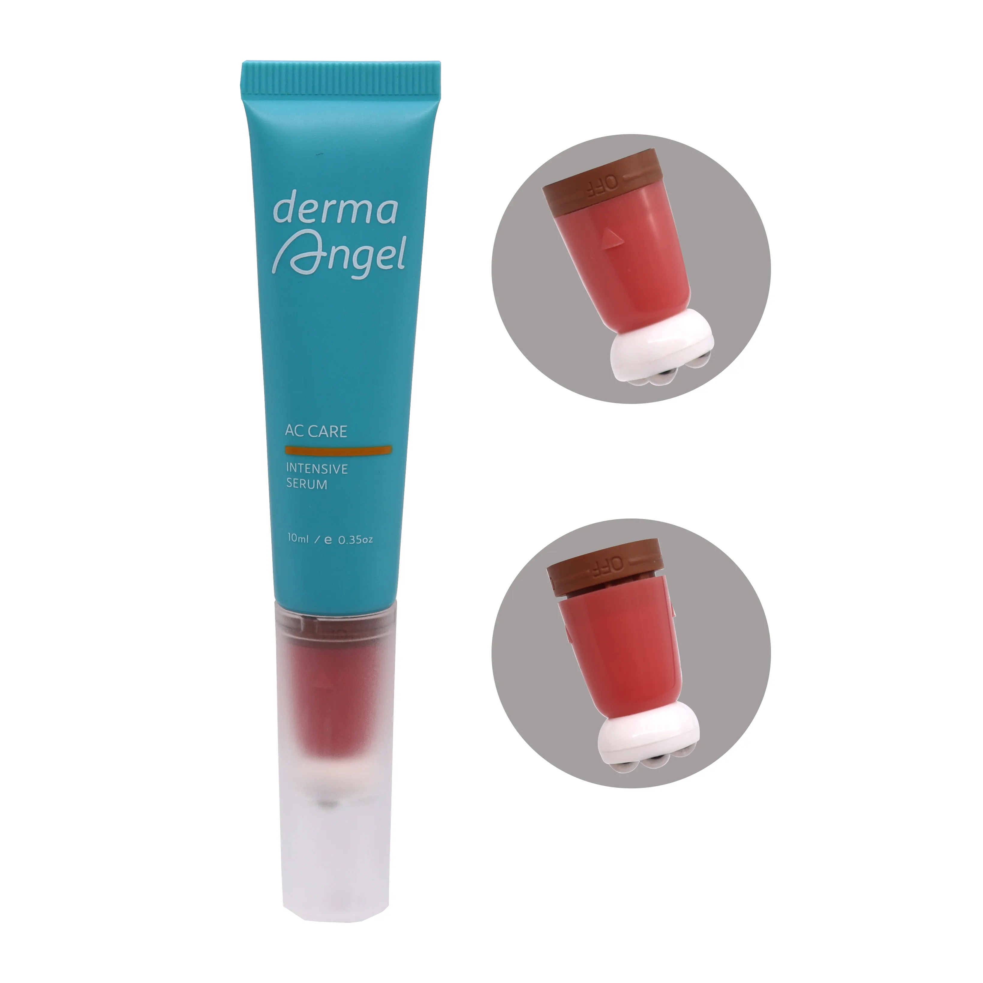 OEM tabung Remas plastik PE 10ml-25ml, kemasan Lip Gloss 4 rol bola dengan saklar On/Off kepala untuk krim pijat Serum Mata