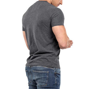 T-shirt pour homme en coton 100% uni à <span class=keywords><strong>col</strong></span> en <span class=keywords><strong>V</strong></span> et manches courtes, vente en gros personnalisée, t-shirts décontractés basiques en jersey pour homme - Product Image 6