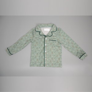 Fournisseur de vêtements pour bébés, vêtements pour enfants en gros, pyjamas, ensemble de pyjama deux pièces pour garçons en vert sauge doux à imprimé floral pour un sommeil confortable - Product Image 1
