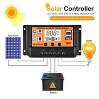 Contrôleur de charge solaire MPPT 12V 24V 10A 20A 30A 40A 50A Contrôleur solaire Régulateur de batterie de panneau solaire Double USB 5V Affichage LCD