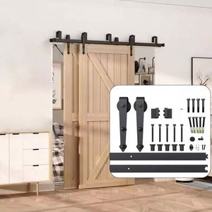 WEKIS Quincaillerie de porte coulissante double à battants en acier robuste noir avec finition satinée thermolaquée, fournie par l'usine - Product Image 1