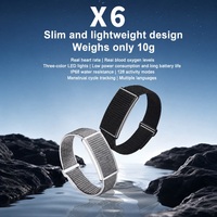 Pulsera Inteligente X6 Spovan sin Pantalla, 10g, IP68, Frecuencia Cardíaca Real 24/7, SpO2, Sueño, 128 Modos Deportivos, Control de Fotos por Gestos, LED, Batería de Larga Duración