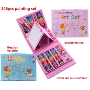 Ensemble de 208 pinceaux en PVC, cadeau pour enfants, ensemble de dessin artistique, crayons de couleur, crayons <span class=keywords><strong>aquarelle</strong></span>, bloc-notes inclus, papeterie - Product Image 1