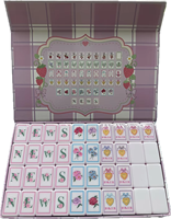 Jeu de tuiles de mahjong américaines en acrylique double couche à motif floral botanique vintage, vert menthe, pièces de jeu personnalisées