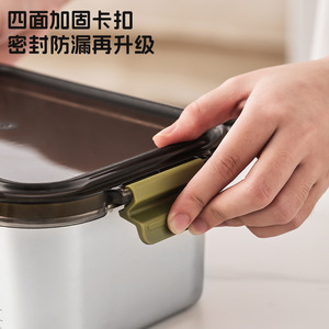 Stainless Steel Food Storage <b>Container</b> 1000ml Airtight Square Lunch Box Bento Box <b>Refrigerator</b> Lid Perfect Keep Fresh - Product Image 4
