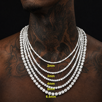 Collier chaîne tennis en moissanite, chaîne en moissanite VVS en argent sterling 925, chaînes personnalisées serties de pierres pour hommes, style hip-hop, vente en gros