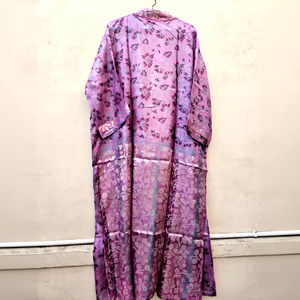 Handmade Vintage <b>Japanese</b> 100% Silk Kimono Robe Women Bohemian Floral Long Hand Embroidery Elastic Waist Luxury Loungewear - Product Image 1