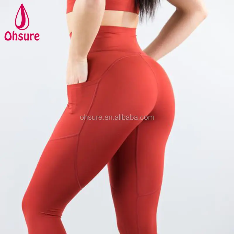 Aktif aşınma geri dönüşümlü naylon spandex spor tayt spor salonu taytları kadınlar yüksek bel sıkı yoga tayt